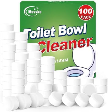Msvvko Toilet Bowl Cleaners, Bleach Tablets 100 PACK, Automatic Cleaner for Tank, Effectively Eliminate Limescale, Stains & Odor, Continuous Cleaning for Bathroom & Toilet