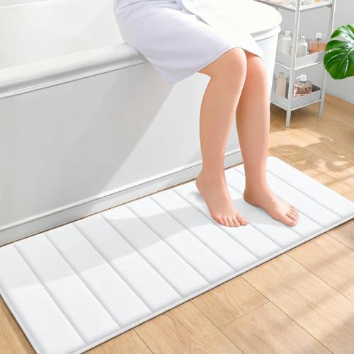 OLANLY Memory Foam Long Bathroom Rugs Runner 47x17, Super Soft Absorbent