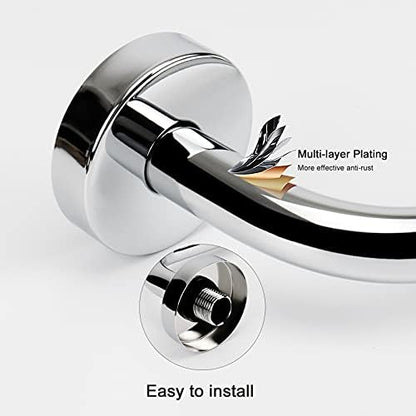 NearMoon S Shaped Shower Head Riser Arm, Shower Extender Arm with Flange, Standard 1/2" Connection- Bathroom Accessory (10 Inch, Chrome)