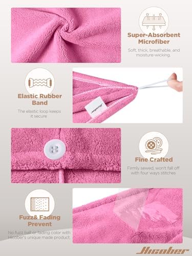 Hicober Microfiber Hair Towel Wrap for Women, Aqua Peach Pink, 3-Pack