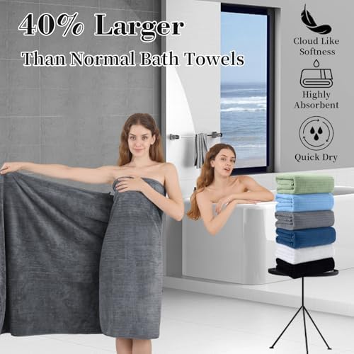 Extra Large Bath Sheet Set of 4,Ultra Soft Fluffy Towel,35”x 70”Oversized Bath Towel Set,Premium Microfiber Bathroom Towel Set Highly Absorbent Quick Dry Shower Towel for Bathroom,Hotel,Spa(Grey)