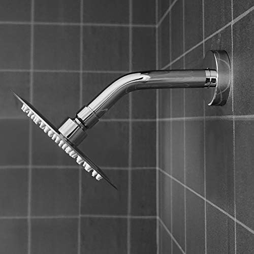 NearMoon Shower Arm with Flange, Made of 304 Stainless Steel Shower Extension Extender Pipe, Wall-Mounted for Fixed Bathroom Showerhead, Never Rust (6 Inch, Chrome Finish)