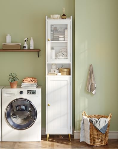 Homkdom 69.1" Tall Bathroom Cabinet, 6 Shelves and 2 Doors, White