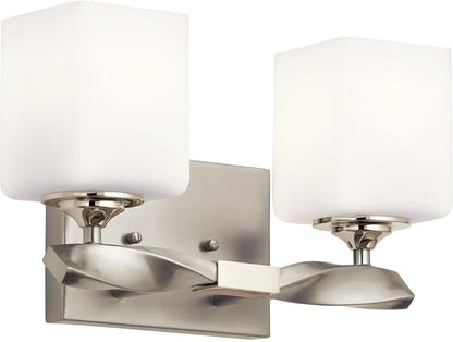 KICHLER Marette 13.5 " 2 Light Vanity Light with Satin Etched Cased Opal Glass in Brushed Nickel