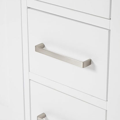 ARIEL Cambridge 48-inch Bathroom Vanity Base Cabinet,Solid Wood, 2 Soft Closing Doors, 9 Dovetail Drawers, White