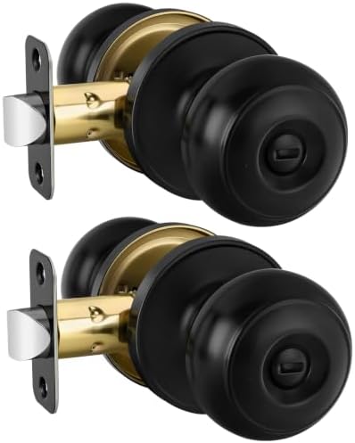 Haidms 2 Pack Matte Black Door Knobs Interior Privacy, Black Interior Door Knobs for Bedroom or Bathroom Classic Round Doorknobs Hardware