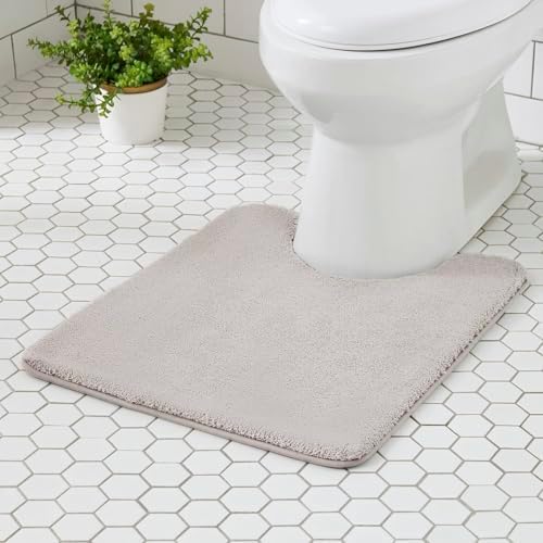 MINIDEAR Toilet Rugs 24x20 - U Shaped Tan Thick Memory Foam Contour Rugs,Ultra Soft & Plush Fluffy, Non-Slip, Quick Dry, Absorbent Washable Floor Microfiber Mat for Home Decor Accessories