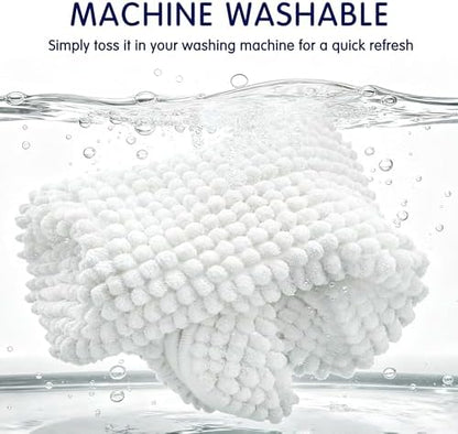 SUBRTEX Bathroom Rugs Chenille Bath Rug Soft Short Plush Bath Mat Soft Shower Mat Water Absorbent Shower Mat Quick Dry Machine Washable (White, 20" x 32")