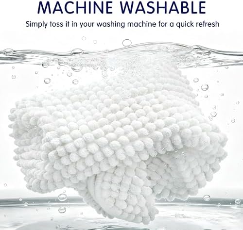 SUBRTEX Bathroom Rugs, 24" x 36" Chenille Bath Rug Soft Short Plush Bath Mat Soft Shower Mat Water Absorbent Shower Mat Quick Dry Machine Washable, White