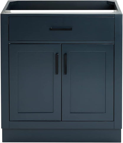 ARIEL Hepburn 30-inch Bathroom Vanity Base Cabinet,Solid Wood, 2 Soft Closing Doors, 1 Dovetail Drawers, Midnight Blue