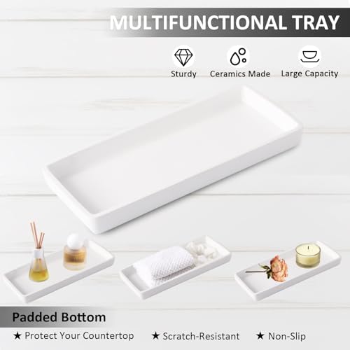 XLHOMO Resin White Bathroom Set, 6 Pcs Bath Decor and Accessories Sets