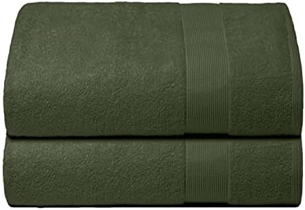 Belizzi Home Premium Cotton Oversized 2 Pack Bath Sheet 35x70-100% Pure Cotton - Ideal for Everyday use - Ultra Soft & Highly Absorbent - Machine Washable - Olive Green