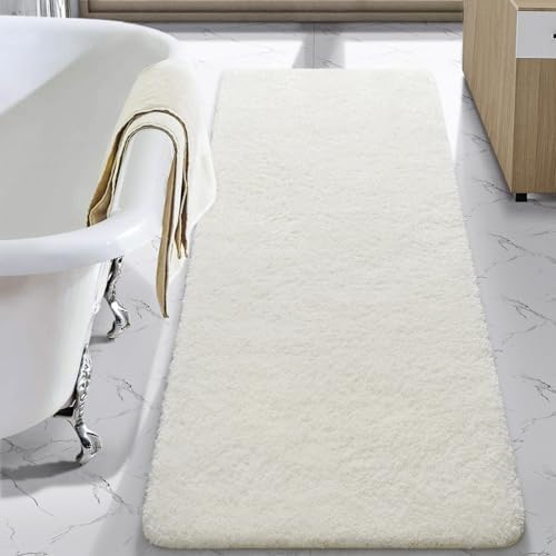 LOCHAS Bathroom Rug Runner 24x70 Inch, Bath Rugs Non Slip, Cream White