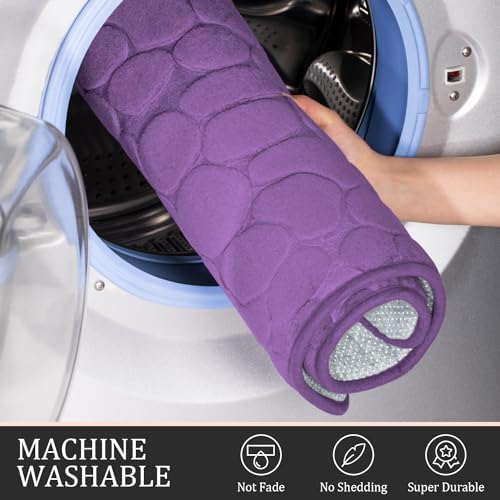 YIHOUSE Bathroom Rugs Mat Set, Memory Foam Bath Mat 5 Piece Purple