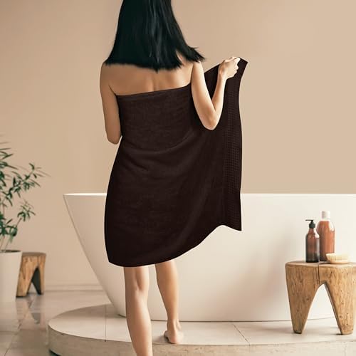 GLAMBURG 100% Cotton Oversized 2 Pack Bath Sheets 35x70, Ultra Soft Highly Absorbant Compact Quickdry & Lightweight Large Bath Sheet Set, Ideal for Gym Travel Camp Pool - Chocolate Brown