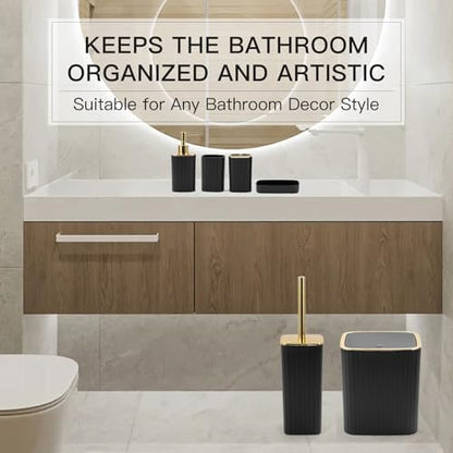 19PCS Bathroom Accessories Set, Black and Gold Bathroom Set for Modern Home