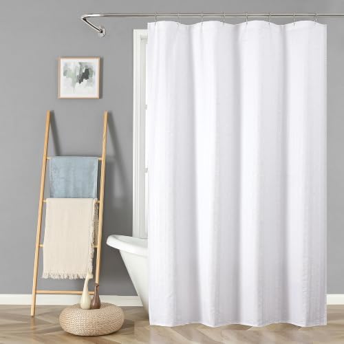 Aiyufeng Moga White Fabric Shower Curtain 72 Inch Long for Bathroom
