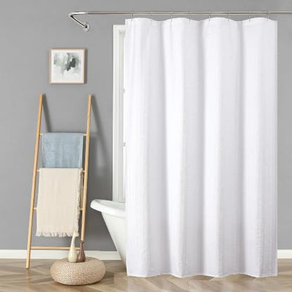 Aiyufeng Moga White Fabric Shower Curtain 72 Inch Long for Bathroom