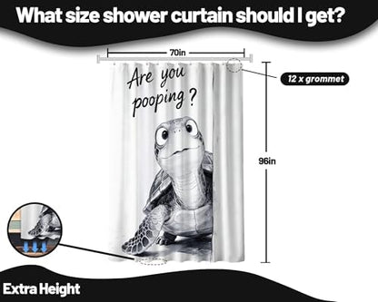 Extra Tall Shower Curtain XL are You Pooping Sea Turtle, 70 x 96 in