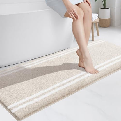 PURRUGS Bathroom Runner Rug, Bath Mat, 24" x 60", Beige
