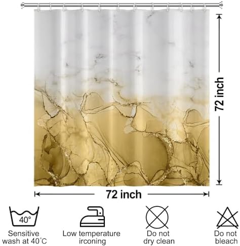Yellow Marble Waterproof Bathroom Shower Curtain 72x72 inches