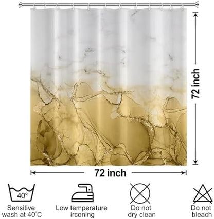 Yellow Marble Waterproof Bathroom Shower Curtain 72x72 inches
