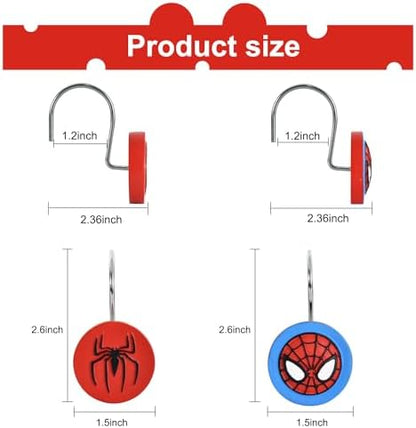 12-Piece Spider Shower Curtain Hooks for Bathroom