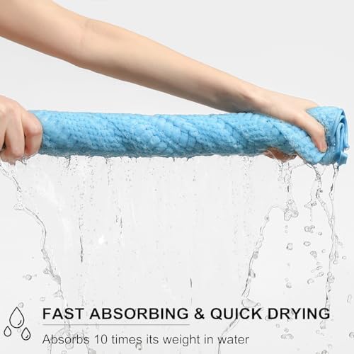 8 Piece Bath Towel Set-2 Oversized Bath Sheets(35"x70"),2 Hand Towels,4 Washcloths-Extra Large Microfiber Towel Sets,Less Lint Highly Absorbent & Quick Dry Bath Towels for Bathroom Gym Pool,Blue