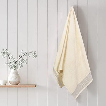 BELIZZI HOME 2 Pack Oversized Cotton Bath Towels, 28x55 inches, Ivory, Ultra Absorbent, Quickdry & Lightweight