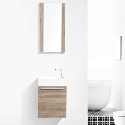 Blossom 18-Inch Floating Bathroom Vanity with Acrylic Sink and Mirror, All-Wood Construction, Space-Saving Wall Mounted Vanity for Compact Bathrooms, Modern Design Bathroom Sink Cabinet, Cart Oak