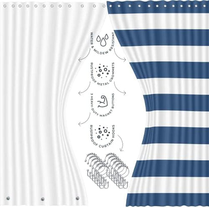 Clara Clark Bathroom Set - Navy Bathroom Accessories Set, Bathroom Sets with Shower Curtain and Rugs, 23PC Shower Curtain Set with Liner, Soap Dispenser, Soap Dish, Toilet Brush Holder, and Trash Can
