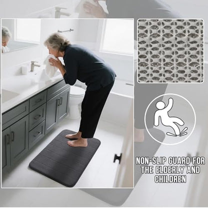 Yimobra Memory Foam Bathroom Mat Set, 24 x 17 & 24 x 20 in, Dark Gray