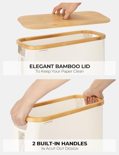 StorageWorks Toilet Paper Storage Basket with Bamboo Lid & Window