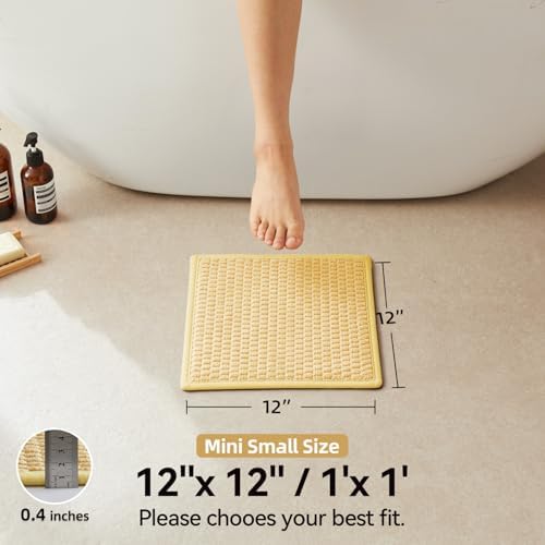 Triohero Small Bathroom Rugs Non Slip Washable Bath Rugs Super Absorbent Bathroom Rug Thin Quick Dry Low Pile Bath Mats, Yellow 12"x12"