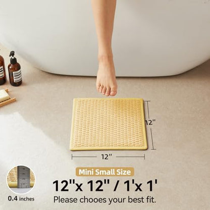 Triohero Small Bathroom Rugs Non Slip Washable Bath Rugs Super Absorbent Bathroom Rug Thin Quick Dry Low Pile Bath Mats, Yellow 12"x12"