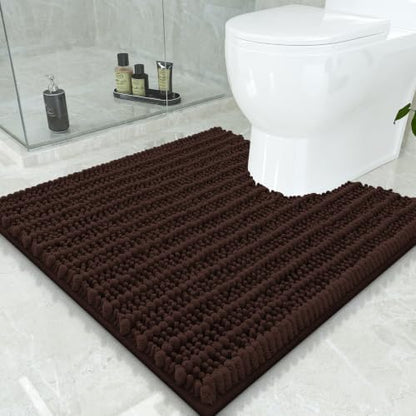 Smiry Bathroom Toilet Rugs U Shaped 24x24, Chenille Bath mats for Toilet