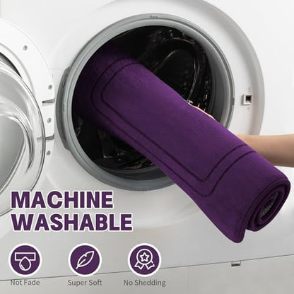 YIHOUSE Memory Foam Bath Mat Set, Bathroom Rugs Sets 2 Pieces, Non Slip Bath Mats for Bathroom, Super Soft and Water Absorbent Bath Rug Set, Machine Washable U Shape Rug,Purple