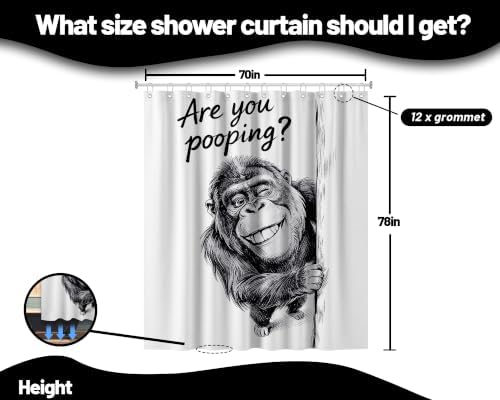 Extra Tall Shower Curtain XL are You Pooping Monkey, 70 x 78 Inchs