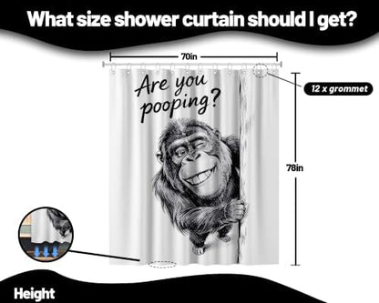Extra Tall Shower Curtain XL are You Pooping Monkey, 70 x 78 Inchs