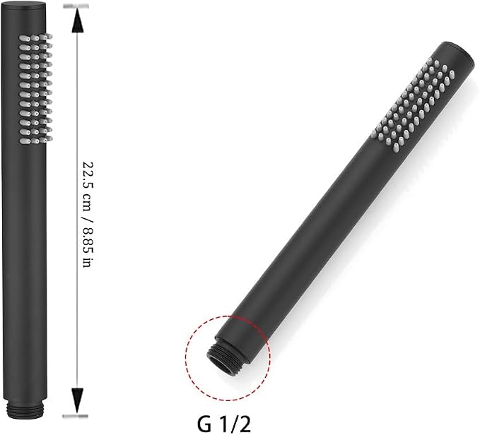Hand Shower Round Wand Handheld Shower Spray High Pressure Single Function Luxury Hand Showerhead Matte Black