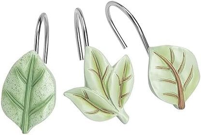 SageGreen Plant Leaf Shower Curtain Hooks,Eucalyptus Bathroom Decor,12PCS