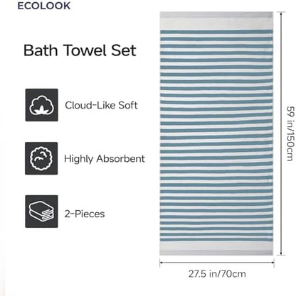 ecolook Microfiber Bath Towel Set of 2, Blue