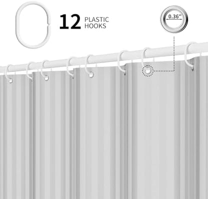 Gray Striped Shower Curtain - Water-Resistant Easy-Clean Fabric (72x72 Inches), Modern Minimalist Bathroom Decor