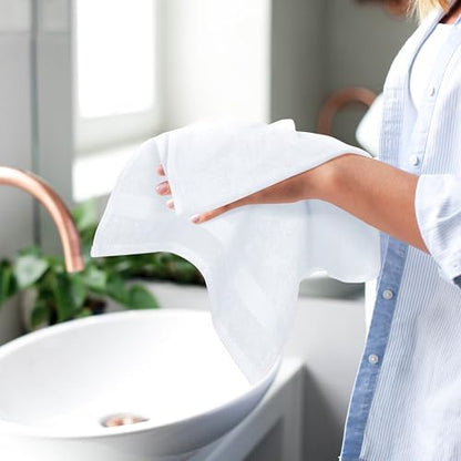 GLAMBURG Ultra Soft 6-Piece Hand Towel Set 16x28-100% Ringspun Cotton - Durable & Highly Absorbent Hand Towels - Ideal for use in Bathroom, Kitchen, Gym, Spa & General Cleaning - White