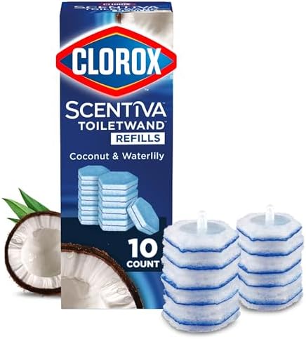 Clorox Scentiva ToiletWand Refills, Coconut and Waterlily, 10 Count