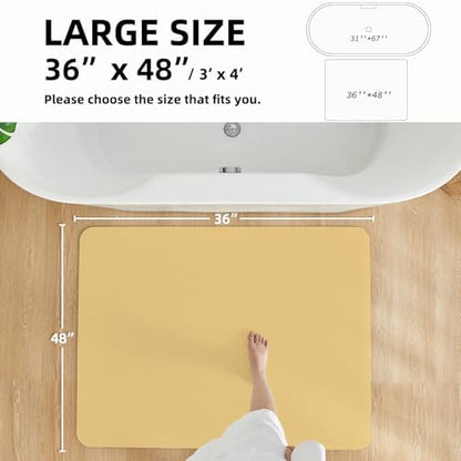 TYUU Thin Bath Mat, Large Bathroom Rugs Non Slip, 36x48 Light Yellow