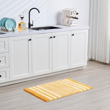CozeCube Harvest Gold Striped 36"x24" Non Slip Washable Bath Mat