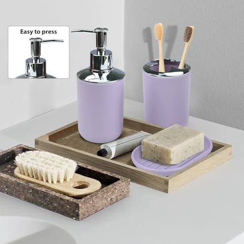 CERBIOR Bathroom Accessories Set 6 Piece Bath Ensemble,Purple