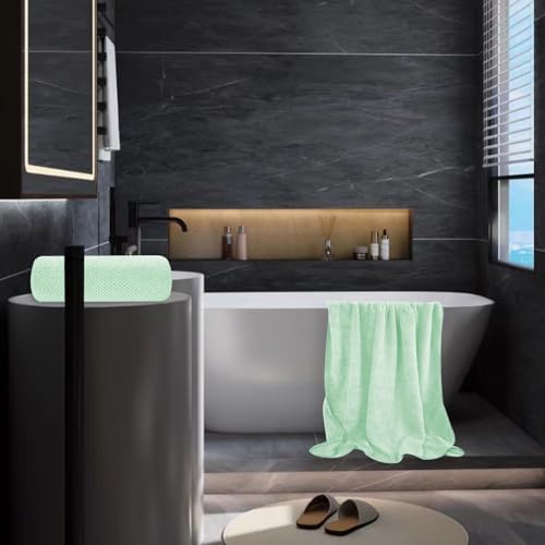 Extra Large Bath Towel Sheet Set 35x70 Inches Oversized Bath Towels Set,Jumbo Large Microfiber Quick Dry,Lightweight,Super Soft,Highly Absorbent Towel Set for Bathroom,Hotel,Pack of 2(2PCS Green)