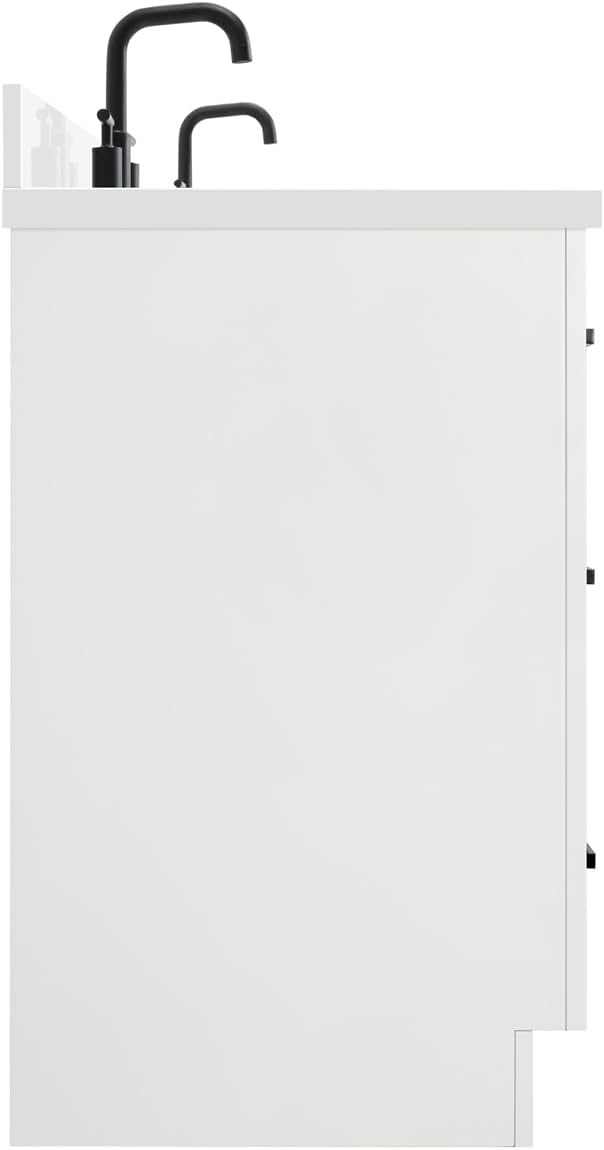 ARIEL Loren 72-inch Bathroom Vanity with Sink,Solid Wood, 1.5-inch Pure White Quartz Countertop, Double Rectangular Porcelain Sink, 4 Soft Closing Doors, 3 Dovetail Drawers, White
